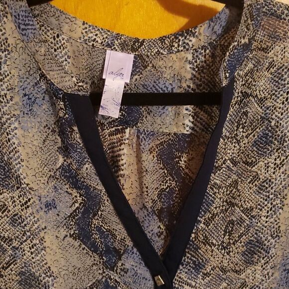 𝅺ALYA sheer blouse. Blue and green. - Picture 2 of 4